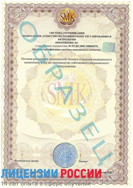 Образец сертификата соответствия (приложение) Внуково Сертификат ISO 13485